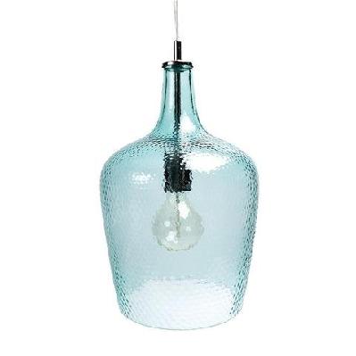 lily glass shade hanging pendant lamp - aqua blue