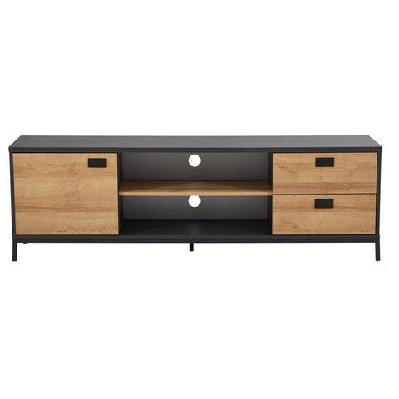 modern classic tv stand entertainment unit w/ storage 180cm - oak and black
