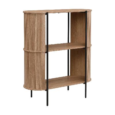 lior 2-tier low bookcase open shelving unit organiser oak and black