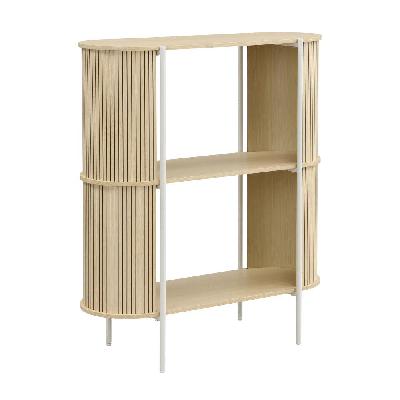 lior 2-tier low bookcase open shelving unit organiser oak and white