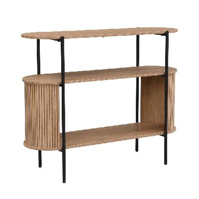 lior 2-tier open shelves hallway console storage table metal legs oak and black