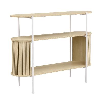 lior 2-tier open shelves hallway console storage table metal legs oak and white