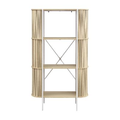 lior 3-tier bookcase open shelving unit organiser oak and white