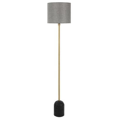 livia modern standing floor lamp light foot switch travertine fabric metal black dark antique brass dark grey matte
