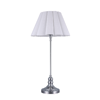 loca vintage metal base fabric shade desk table light lamp chrome/white