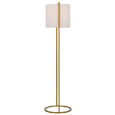 loftus industrial standing floor lamp light metal fabric antique gold ivory