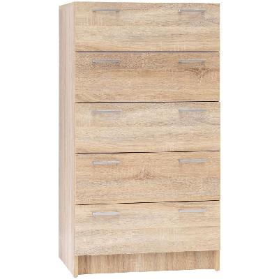 lorenzo chest of 5-drawer tallboy storage cabinet - light sonoma oak