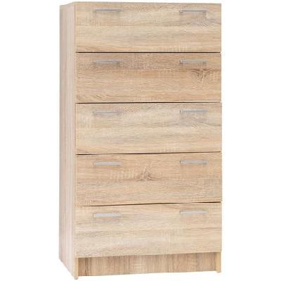 lorenzo chest of 5-drawer tallboy storage cabinet - light sonoma oak