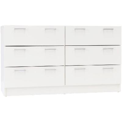 lorenzo chest of 6-drawer lowboy sideboard storage cabinet - white