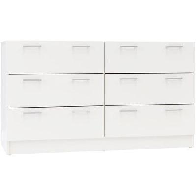lorenzo chest of 6-drawer lowboy sideboard storage cabinet - white