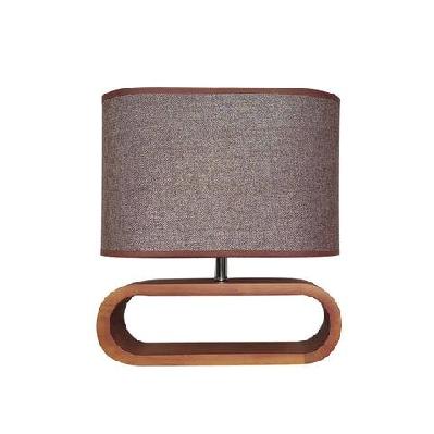 lotus table lamp es brown cloth oval od100mm with dark wood
