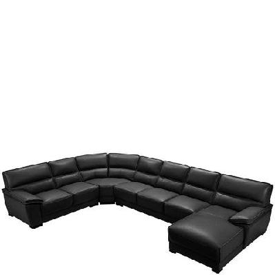 lounge set luxurious 7 seater bonded leather corner sofa living room couch in black with chaise