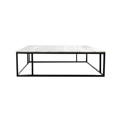 lowell rectangular marble modern coffee table metal frame 140cm - white