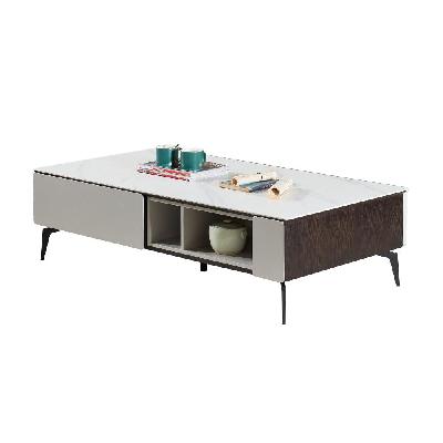 lucinda sintered stone rectangular coffee table - white