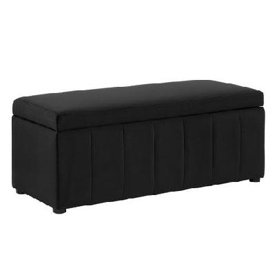 lumine velvet fabric sofa bench storage ottoman foot rest stool black