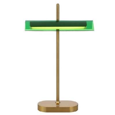 lyman modern table desk lamp light metal antique gold green gloss