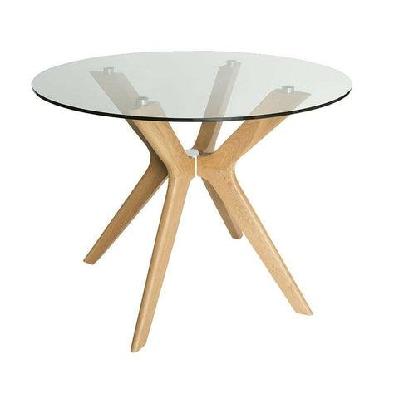 lyn round glass dining table - 100cm - natural
