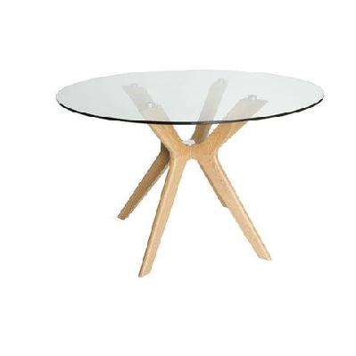 lyn round glass dining table - 120cm - natural