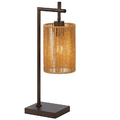 lyndra contemporary table desk lamp light metal natural fiber bronze natural patina