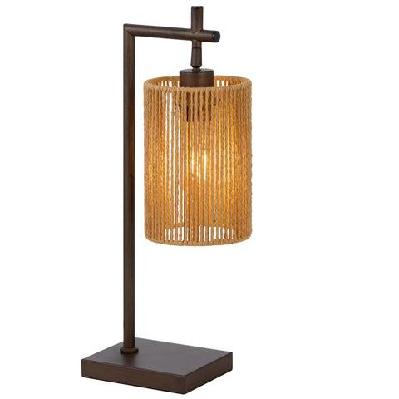 lyndra contemporary table desk lamp light metal natural fiber bronze natural patina