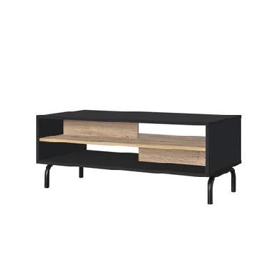 madden scandinavian wooden open shelf coffee table - oak and black