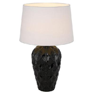 madrid contemporary table desk lamp light fabric ceramic black white gloss