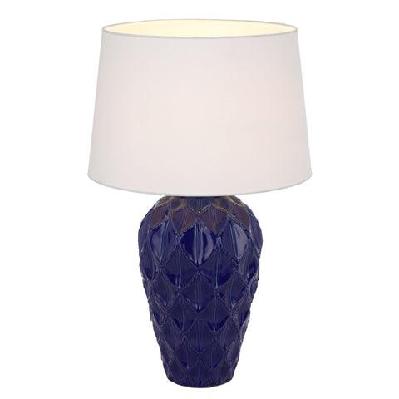 madrid contemporary table desk lamp light fabric ceramic blue white gloss