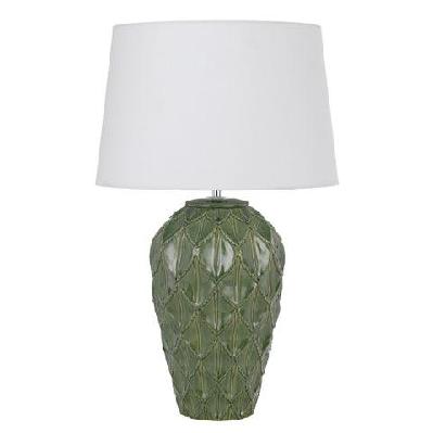 madrid contemporary table desk lamp light fabric ceramic white green gloss