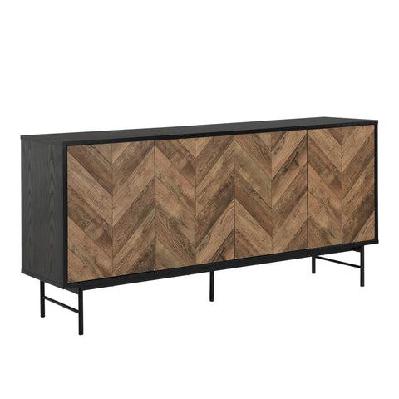 magnus buffet unit sideboard w/ 4-doors storage cabinet - walnut/black