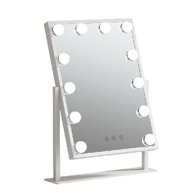 makeup mirror hollywood vanity with led light rotation tabletop white