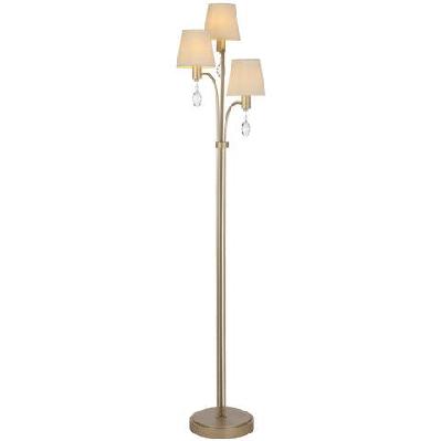 malvern vintage standing floor lamp light metal crystal fabric antique silver satin