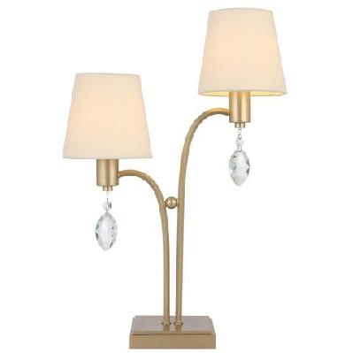 malvern vintage table desk lamp light metal crystal fabric antique silver satin