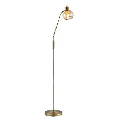 marbell contemporary standing floor lamp light metal glass antique brass amber gloss