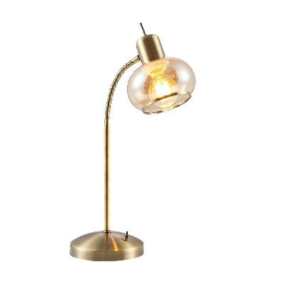 marbell contemporary table desk lamp light metal glass antique brass amber gloss