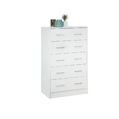 marcus modern wooden chest 5-drawers tallboy storage cabinet - white