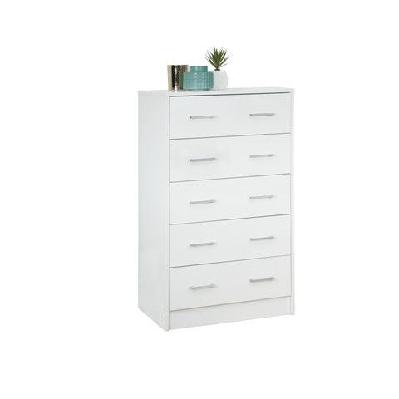 marcus modern wooden chest 5-drawers tallboy storage cabinet - white