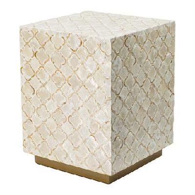 margarita square wooden shells stool side table 35cm
