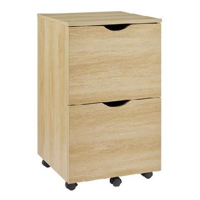 marias 2-drawers mobile pedestal filing cabinet storage cabinet - oak