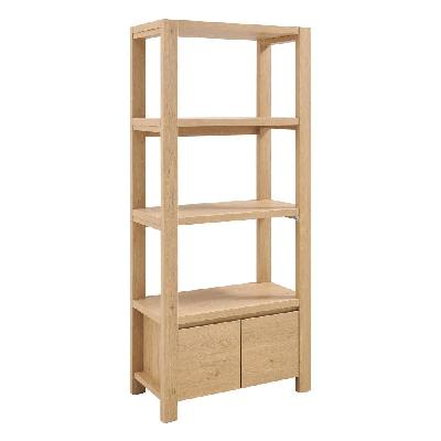 maris bookcase bookshelves storage organiser 3-shelf 2-doors oak
