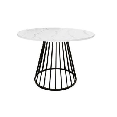 matilda round faux marble kitchen dining table 110cm metal legs white/black