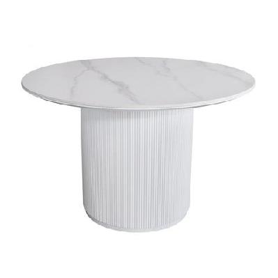 matilde marble look round kitchen dining table ceramic tempered glass 120cm snow white