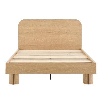 mayim scandinavian woodgrain bed frame with headboard double size oak