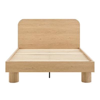 mayim scandinavian woodgrain bed frame with headboard double size oak