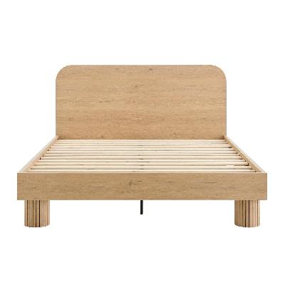 mayim scandinavian woodgrain bed frame with headboard queen size oak