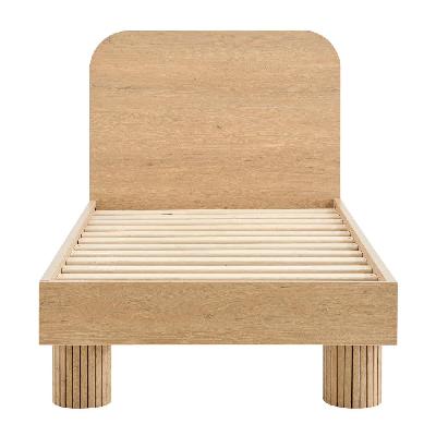 mayim scandinavian woodgrain bed frame with headboard single size oak