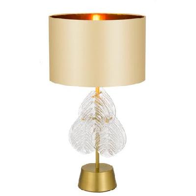 melania modern table desk lamp light glass metal fabric clear gold