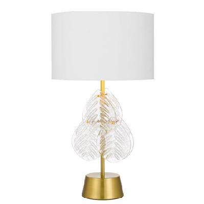 melania modern table desk lamp light metal fabric clear white gold
