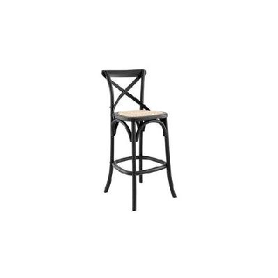 melrose cross back wooden kitchen counter bar stool rattan seat - birch/black black