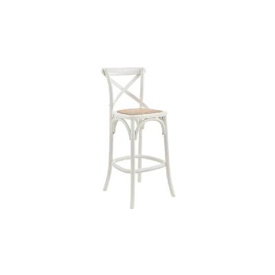 melrose cross back wooden kitchen counter bar stool rattan seat - birch/white white