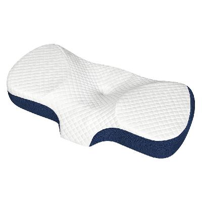memory foam pillow – orthopedic neck support, ergonomic slow rebound cushion with breathable washable pillowcase (blue)